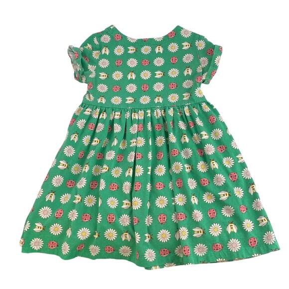 Mini Boden Kids Girls Green Floral Bee Short Sleeve Crew Neck A Line Dress 5-6Y - Picture 2 of 5